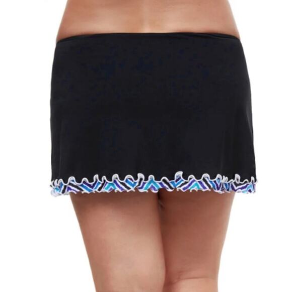NWT Profile By Gottex Women's Plus Tempo Ruffle Trim Side Slit Cinch Swim Skirt - Picture 2 of 4